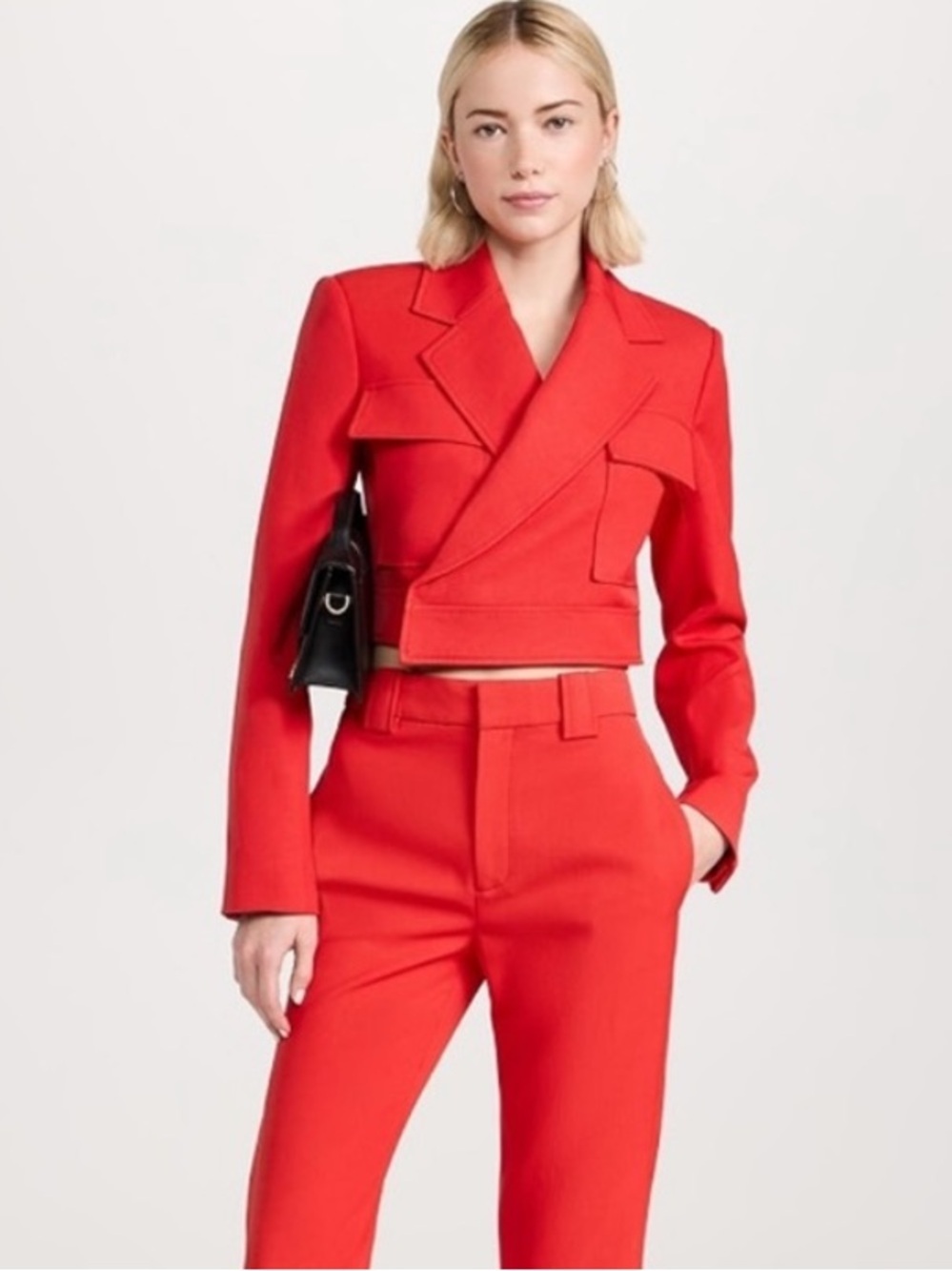 A.L.C. Reeve Cropped Blazer Jacket Patch Pocket Ruby Red Size 6 - Picture 1 of 16